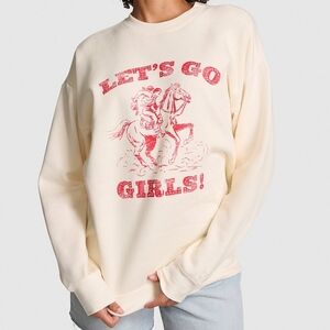 PINK Victoria's Secret Campus Fleece Oversized Crew Sweatshirt - Medium - NWT